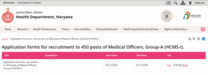 Haryana Medical Officer Vacancy 2025